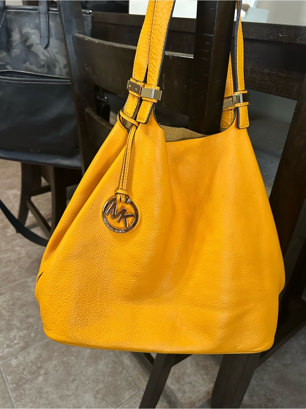 Michael Kors Colgate Yellow Leather Shoulder Tote
